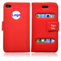 Wholesale iPhone 4 Cases, Fashion Leather Flip Magnetic Closure Case Cover for iPhone 4(Red)