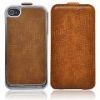 New Leather Cover with Electroplated Frame Hard Case for iPhone 4(Brown)