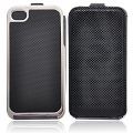 New Black Leather Cover with Electroplated Frame Hard Case for iPhone 4