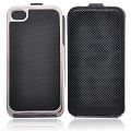 New Black Leather Cover with Electroplated Frame Hard Case for iPhone 4