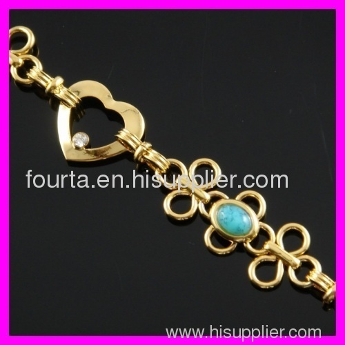 18K gold plated zircon and turquoise bracelet 1530546