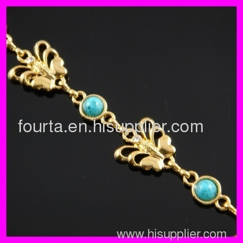 18K gold plated zircon and turquoise bracelet 1530587