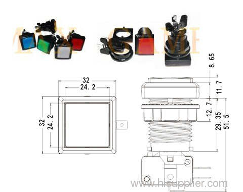 Square illuminated push button