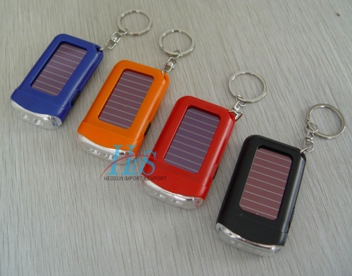LED solar flashlight with keychain