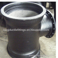 Double socketed tee with flange branch for DI tee fittings