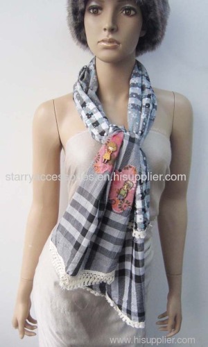 100% cotton embroidered woven scarf