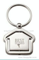 House Shaped Chrome Key Ring with Revolving Center