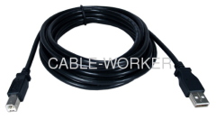 USB 2.0 Certified 480Mbps Type A Male to B Male Black Cable