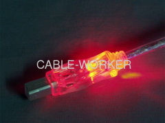 USB 2.0 480Mbps Type A Male to B Male Translucent Lighted Cable with LEDs