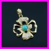 18 karat gold plated turquoise pendant 1620253