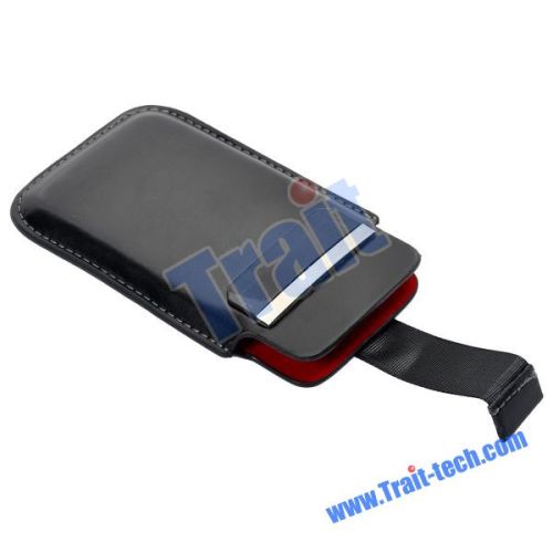 New Black Leather Pouch Case Cover for iPhone 4