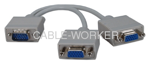 HD15 Male to 2 HD15 Female VGA Video Splitter Cable