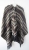 100% acrylic brown knitted poncho