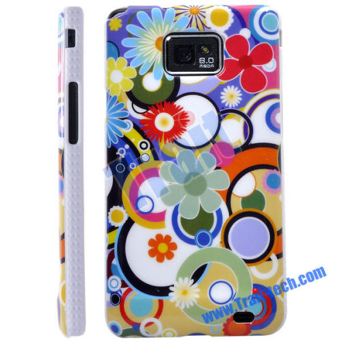 Colorful Flowers and Circles Skin Plastic Hard Case Cover for Samsung Galaxy S2 i9100 Wholesale