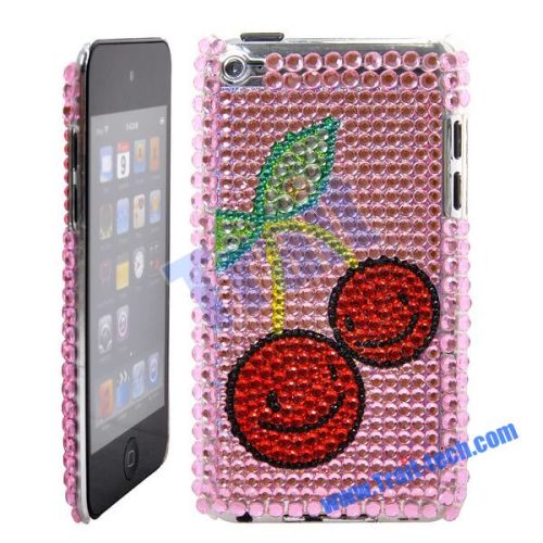 Smiling Face Pattern Rhinestone Diamond Case for iPod Touch 4