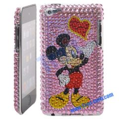 Mickey Pattern Rhinestone Bling Case for iPod Touch 4