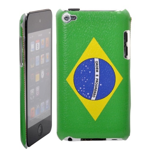 Brazil National Flag Pattern Leather Coat Hard Case for Apple iPod Touch 4