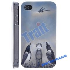 New Arrive! Hot Sale Gray Cartoon Skin Hard Plastic Case Cover for iPhone 4 / iPhone 4S
