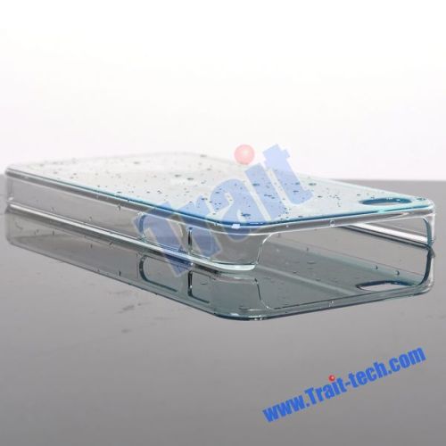 Water Drops Style Protective Plastic Back Case for iPhone 4/iPhone 4S(Blue + White)