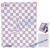 Apple iPad 2 fashion tartan design Leather Stand Case Cover(White)