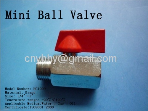 Brass mini ball valve for water, oil and gas