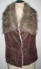 Women Suede Bounded with Fake Fur Vest HS2102