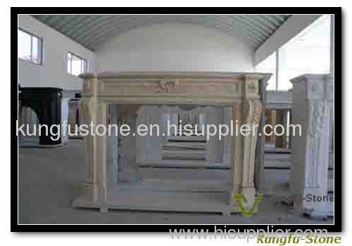 Beige Marble Fireplace mantel