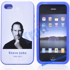 1955 - 2011 Steve Jobs Memorial Tribute Silicone Protective Case for iPhone 4S(Indigo)