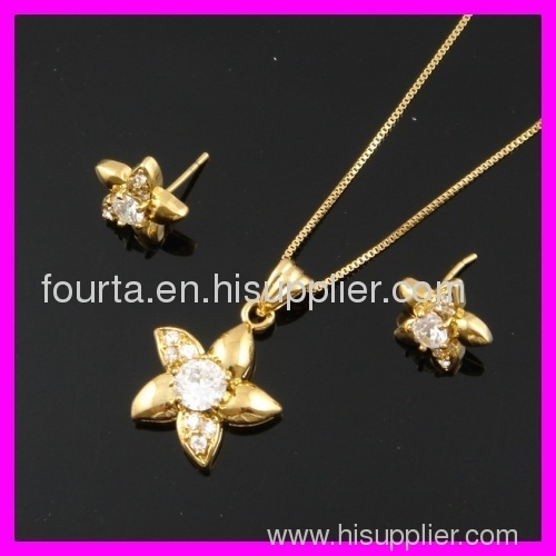 18k flower shape design gold plated set 1120375