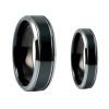 Black Plain Double Tone Engraved Tungsten Ring