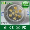 9*1w led ceiling light high power 80% energy saving 860lumens warm white led downlight free shipping