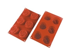 6 Cavities Silicone Cake Mold --Rose