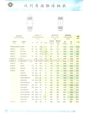 Double Row Angular Contact Ball Bearings