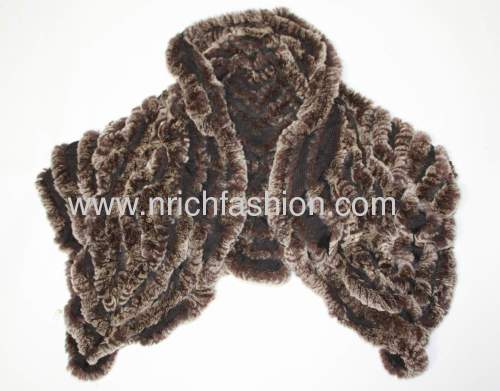Rabbit fur scarf with knit