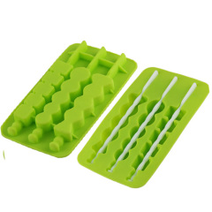 Hot summer silicone ice cube tray with stirrer sticks