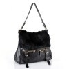 hot sale handbags in winter fur cowhide handbag(dark) cow leather high-quality handbags