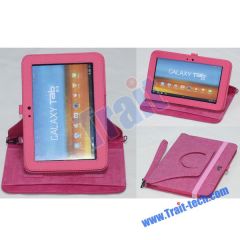 Graceful 360 Degree Rotating PU Leather Case Stand for Samsung Galaxy Tab P7300/ P7310(Hot pink)