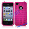 New Arrive Detachable Reticular and Silicone Protective Skin Case for Apple iPhone 4(Hot pink)