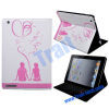 Wholesale iPad 2 Leather Case, Fashion Folding with Stand Leather Case for iPad 2(White + pink)