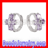 Purple CZ sterling silver hoop earrings wholesale