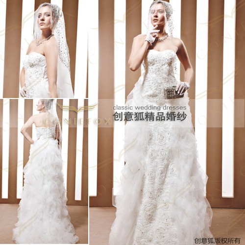 strapless wedding dresses,2011 appliqued strapless wedding dresses