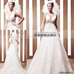 wedding gowns with deep v-neck 90015