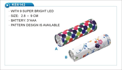 Pattern designed 9 LED flashlight