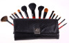 Deluxe 15pcs red makeup brush set with black snake pouch red hand travel size makeup cosmetic brush set