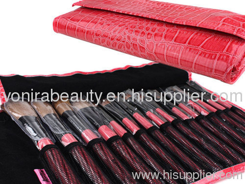 15pc Pro Red Makeup Make Up Eye Shadow Brush Set Kit + Case