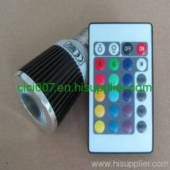 5W Hi-Power RGB LED Spotlight (E27,E14,GU10,MR16) Base (IR+Music) Remoter included