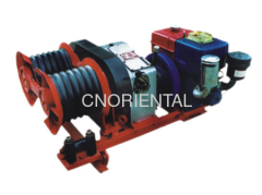 Three tons dual-bullwheel powered tower erection winch conductor tension stringing and cable layout