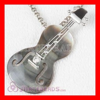 Fashion Sterling Silver violin Pendant with Stone wholesale