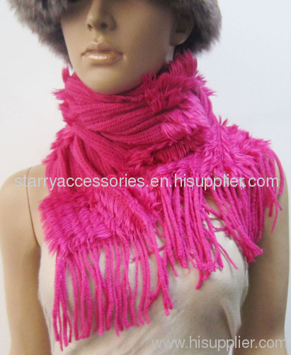 soft acrylic fuchsia plain kintted scarf