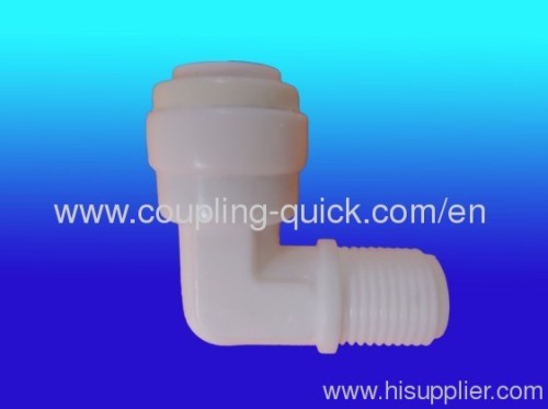 Male thread elbow quick coupling fitting for water filters